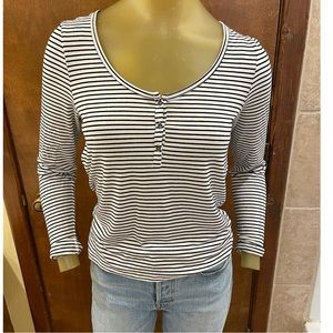 AE Soft & Sexy Long Sleeve Striped Henley T-Shirt. Size medium.